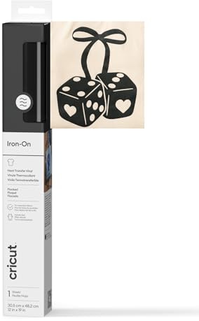 Cricut Beflocktes Vinyl zum Aufbügeln, 30,5 x 48,3 cm, schwarz, kompatibel mit Cricut Maker und Explore