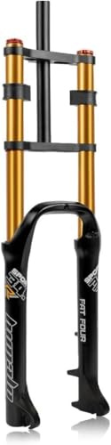 Caimcie Fourche de VTT Fat Bike 26 Pouces à Suspension pneumatique, débattement de 140 mm, Fourche Droite à Double épaulement, Frein à Disque à Rebond réglable, pour pneus 4.0 A