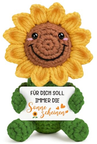 Mutmacher Geschenk, Handgehäkelte Sonnenblume, Pocket Hug Sonnenblume | Motivationsgeschenke, Positive Kartoffel Ersatz, Inspirierender Grußkarte für Familie, Freunde und Kollegen