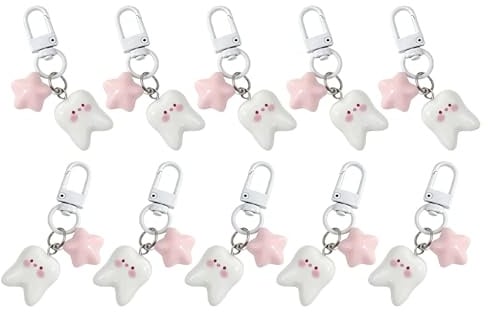 BESPORTBLE 10 Stück Pack Niedliche Zahn Schlüsselanhänger mit Cartoon Motiv Kleiner Taschenanhänger als Gastgeschenk für Robuste Zahn Accessoires für Rucksäcke und Handtaschen