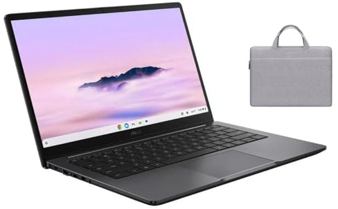 ASUS Chromebook Plus CX 14 FHD Touchscreen Laptop with Google AI|Intel Core 3 N355 Processor|Intel UHD Graphics|Gray| 8GB RAM DDR5 | 256GB SSD | Chrome OS | Bundle with Grey Bag