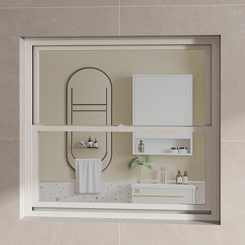 Schiebefenster Hebefenster für Zuhause Service Fenster Küche Imbisswagen Keller Dachboden Lüftungsfenster kommerzielles Aluminium flächenbündig montiert für Schuppen Restaurant(White,60X100CM)