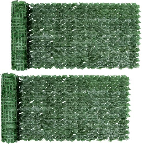 Efeu Sichtschutz Outdoor 300x100CM Balkon Sichtschutz (Grün-2 Stück) | Sichtschutz Zaun Efeu, Sichtschutz Garten, Sichtschutz Kunstpflanzen, Künstliche Blätter Wetterfest&Uv-Beständig