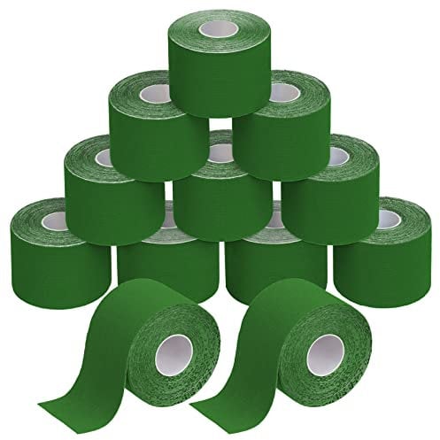 BB Sport 12 Rollen Kinesiologie Tape 5 cm x 5 m Viele Farben E-Book Anwendungsbroschüre Physio Tape Set Elastisch Wasserfest Muskelstraffende Bänder, Farbe:grün