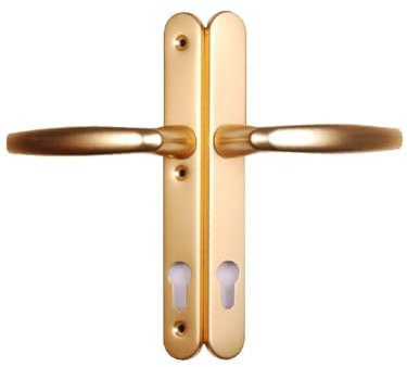Upvc Door Handle 200mm Screw Fixings 3 Hole Fix - Gold