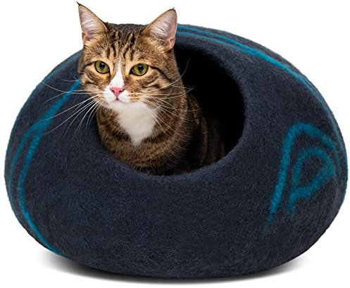 MEOWFIA Katzenbett aus 100% Merinowolle – Handgefilztes, Umweltfreundliches Katzenbett für Katzen & Kätzchen – Weiches Schlafbett, Warm im Winter & Kühl im Sommer, Stilvolles Design