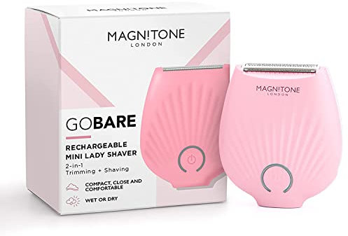 Magnitone GoBare Rechargeable Waterproof Compact Mini Lady Shaver for Legs, Underarms and Bikini Line (Pink)