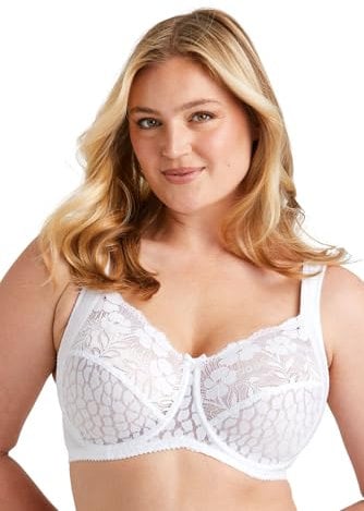 Reggiseno con Ferretto e Supporto Laterale Miss Mary Jacquard & Lace 6E White