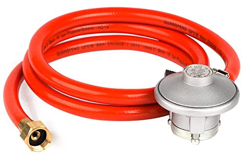 CAMPLUX JK-27 27mm Patio Gas Regulator, Propane Click-On Gas Regulator 37mbar with 150cm Hose