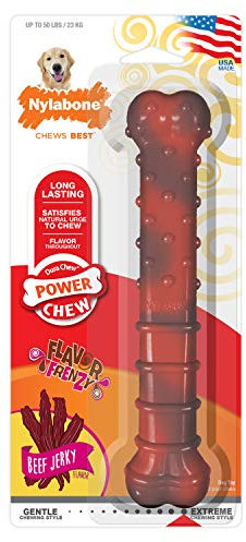 Strukturierter Nylabone Dura Chew Rindfleisch-Jerky-Power-Chew – Kauknochen für extrem stark kauende Hunde - groß – für Hunde bis 23 kg