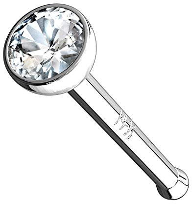 Piercingfaktor Piercing Stab Stecker Barbell Nase Nasenpiercing Nasenstecker Tragus Helix Ohr Lippe gerade 14 K 585 Gold mit Zirkonia Weiß Weißgold