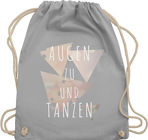 Shirtracer Turnbeutel Rucksack - Festival & Konzert - Augen zu und tanzen Techno Geschenk - Unisize - Hellgrau - für festivals tänzer turnsack festivaltaschen festival+zubehör juterucksack