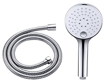 JOHO Duschkopf mit Schlauch 1,5m, Chrome Duschbrause Set mit 3 Strahlarten Handbrause mit Schlauch150cm