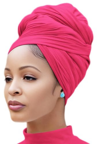 Nonbongoy Kopftuch für schwarze Frauen, Stretch-Turban, Kopftuch, Schal, Haarwickel, Kopftuch für Locs Braids, 1 x rosafarbenes Kopftuch, 71''x 32''