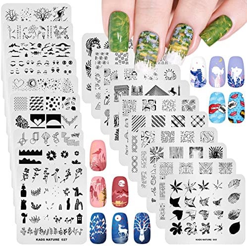 KADS 20Pcs Nail Stamp Plates Set Nails Art Stamping Plates Leaves Flowers Animal Chinese Style Nail Plate Template Image Plate