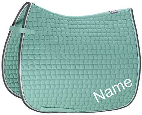 Eskadron Ice Cotton Pony Dressur-Schabracke mit individuellem Namen Bestickt, Schriftart:Heidelberg, Garnfarbe Maderia:tan 1726