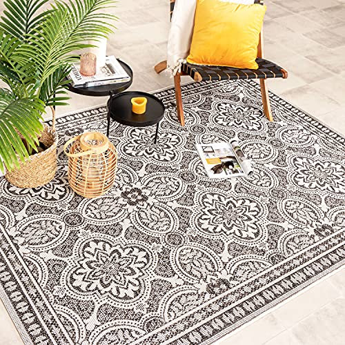 FRAAI | Home & Living In- & Outdoor Teppich - Summer Oriental Grau - Wetterfest - Polypropylen - Flachgewebe - Balkon, Garten/Terrasse - Terrasse - Rug