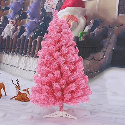 KKLT 2ft Mini Desktop Dekoration Künstlicher Weihnachtsbaum,Weihnachtskiefer Mit Faltständer,Einfache Montage Für Holiday Decoration-Rosa 60cm(2ft)