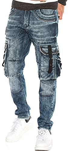 Cipo & Baxx Herren Cargohose | Cargo & Jogger | Denim mit Cargotaschen, Nieten & Emblem | Camouflage, Trend Streetwear