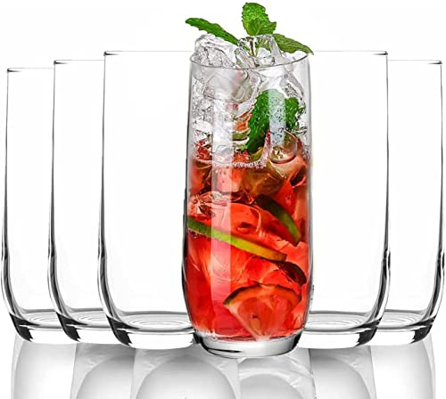 Highball Glasses Set of 6, Juice Water Glasses, Highball Glass Set, Tumbler Glasses Set of 6, Cocktail Tall Drinking Glasses, Bar Glasses, Beverage Glasses, Tumblers