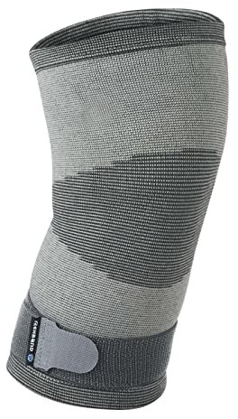 Rehband Benda per ginocchio, 1 pezzo per stabilizzare articolazioni e muscoli, la compressione favorisce la circolazione sanguigna, Colore:Grigio, Misura:M
