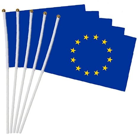 10pcs 14x21cm Kleine Flagge Europäische Union Flagge Die Hand National Flag Pole Hand Waving Flag