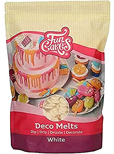FunCakes Deco Melts Weiß - Tauchen, drippen, dippen und dekorieren! In der Mikrowelle schmelzen und in jede Form gießen, 1 kg