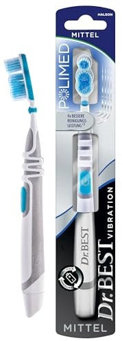 Dr.BEST Vibration Polimed Zahnbürste, Mittel (1 Stück), für eine 9x bessere Reinigungsleistung am Zahnfleischrand*