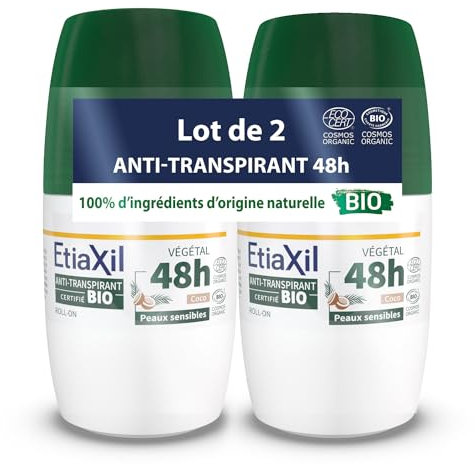 Déodorant Anti-Transpirant Végétal Bio 48H Roll-On Lot de 2 Etiaxil Cooper