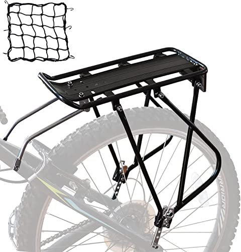 Fahrrad Gepäckträger, 26-29 Verstellbarer Mountainbike Gepäckträger mit Reflektor Schutzblech Gepäcknetz, Schnellverschluss und Montage, Maximalbelastung 25 k