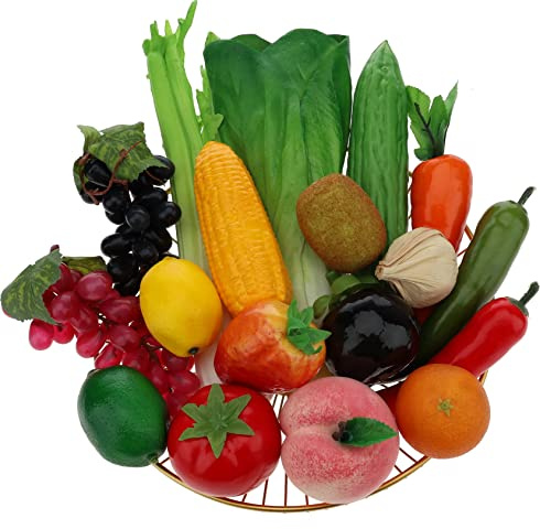 Woration Set di 18 pezzi di frutta e verdura artificiale per la decorazione della cucina della casa