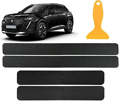 Bande Autocollante Adhésive Protection de Seuils de Porte Voiture – Look Carbone – Protection Entrée de Portes Contre Les Rayures – Protège Marche Pied – Découpable - Avant et Arrières
