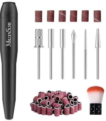 MELODYSUSIE PC120I Nail Drill 20000RPM E File for Beginners, Compact Electric Nail Files Portable Nail Drill Machine Manicure Pedicure Set for Acrylics Nails and Gel Nails (Standard, Black)