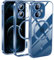 KetteTech Cover Magnetica per iPhone 12, Custodia Compatibile con MagSafe, Protezione Antiurto di Livello Militare Telefono Silicone [Copertura della fotocamera], Blu Trasparente