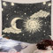 Arawat Wandteppich Sonne Mond Wandtuch Schwarz Gold Wandteppich Mond Sonne Wanddeko Psychedelic Teppich Gothic Wandteppiche Trippy Tapestry Wandtuch Wandbehang Boho Wand Deko (180x230cm)