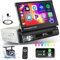 Hikity Wireless Carplay Autoradio 1Din mit Ausfahren Bildschirm 7 Zoll Touchscreen 1Din Radio mit Android Auto Bluetooth5.1 FM 7 Farbe Keylight Fernbedienung AUX USB Lenkradsteuerung Rückfahrkamera