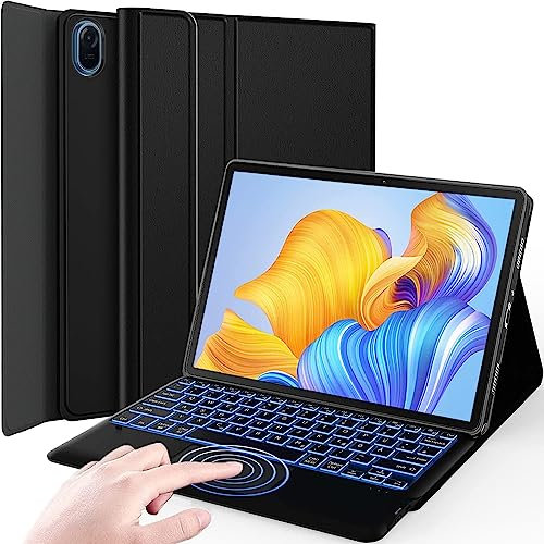 Wineecy Beleuchtete Tastatur Hülle für Honor Pad 8 Tablet 12 Zoll 2022, Magnetisch Abnehmbare Kabellose Bluetooth QWERTZ Tastatur mit Touchpad und PU Leder Schützhülle (Honor Pad 8)
