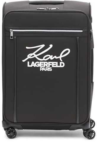 Karl Lagerfeld Paris Damen Medium Aufrecht Spinner Check in Koffer, Schwarz, 25 Inch, Mittelgroßer aufrechter Spinner Logo Check in Koffer