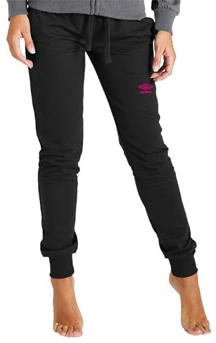Umbro - Pantaloni Felpati della Tuta Lunghi, Joggers in Caldo Cotone per Donna, Sportivi Ideali per Casa, Palestra, Corsa, attività Sportiva, Jogging e Tempo Libero (L, Nero)