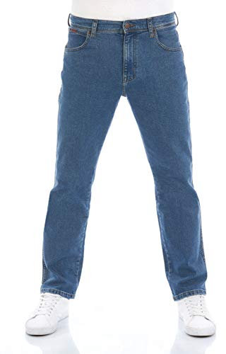Wrangler Herren Jeans Regular Fit Texas Stretch Hose Blau Authentic Straight Jeanshose Denim Hose Baumwolle Blue w33, Farbe: Green Island, Größe: 33W / 36L