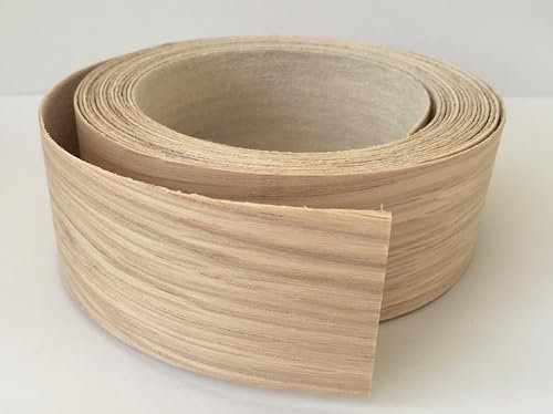 Vale Veneers 40mm Real Oak Wood Veneer Trim - 5m Roll of Pre Glued Iron on Edging Tape/Banding (40mm)