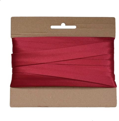 20m Schrägband Satin 20mm gefalzt Kantenband Einfassband 29 Farben wählbar, Farbe:rubinrot