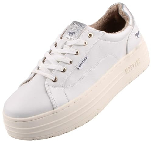 MUSTANG Damen Plateau Sneaker Weiß EU 40