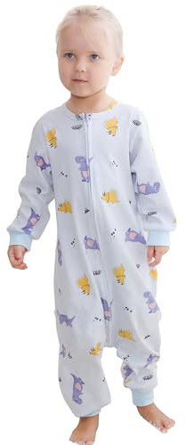 HAHASHOW Bebe gigoteuse avec jambes, Unisexe Manche Longue L'été Coton gigoteuse a pied, Bebe Pyjama Garcon Vetement Enfant Naissance Cadeau 4-6 Ans