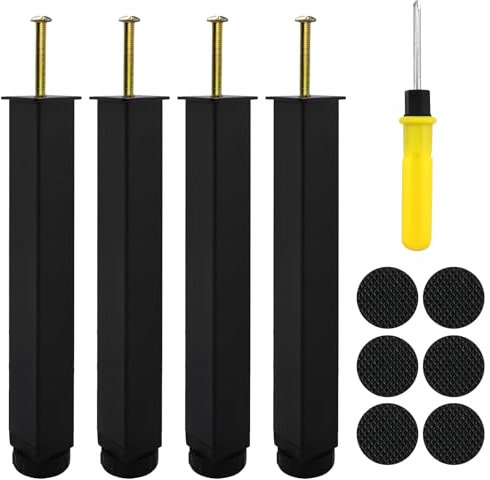 ZYNERY Lot de 4 Pieds pour Sommier à Lattes, Pied Reglable pour Meuble, Pieds de Sommier Support à Lattes, Pieds de Meubles, Pied de Lit Universel, Pieds à Visser sans Perçage (25 cm)