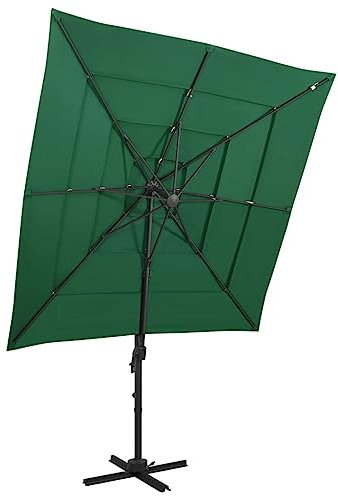 AJSEOYBS Terrassenschirm,Regenschirme für die terrasse,Pool schirm,Deck schirme außen,Sonnenschirm mit Aluminium-Mast 4-lagig Grün 250x250 cmfür Außenterrassen, Terrassen