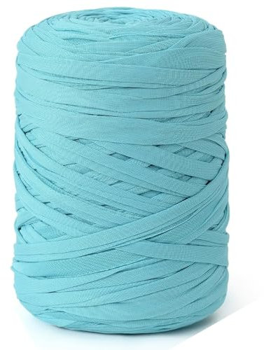 NOTIONSLAND 400 g T-Shirt-Garn, Strickgarn, Stoff, Häkelgarn für Taschen, Körbe, Decken, Heimdekoration – Seeblau einfarbige Garne