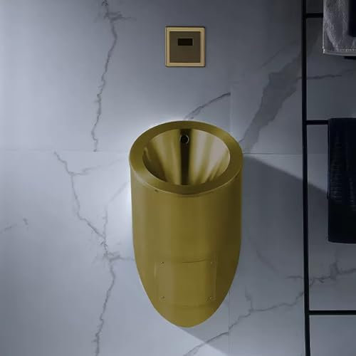 Snaweo Urinal Aus Edelstahl 304, Wand Männer Spülurinal mit Sensor-Spülventil, Männliche Sanitärkeramik, Anti-Spritz und Anti-Geruch-Toilette(Color:Bronze)