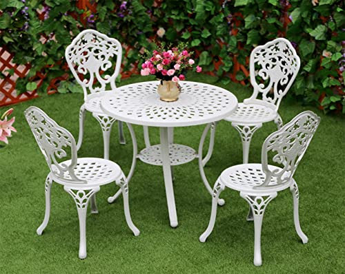 5-teiliges Gartenmöbel-Set, Tischset aus Aluminiumguss, antiker Tisch und Stühle, Gartenmöbel für den Außenbereich