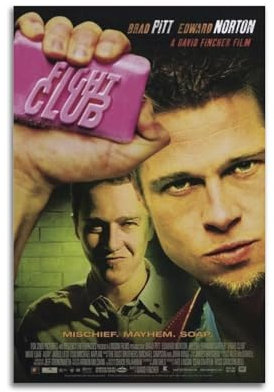 SUEJGUSJLU Fight Club Brad Pitt Poster, dekoratives Gemälde, Leinwand, Wandposter und Kunstdruck, modernes Familienschlafzimmer, Dekoration, Poster, 20 x 30 cm
